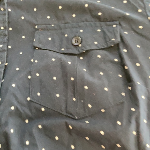 Laura Scott navy and white collared button front button up button down shirt top - Picture 6 of 17